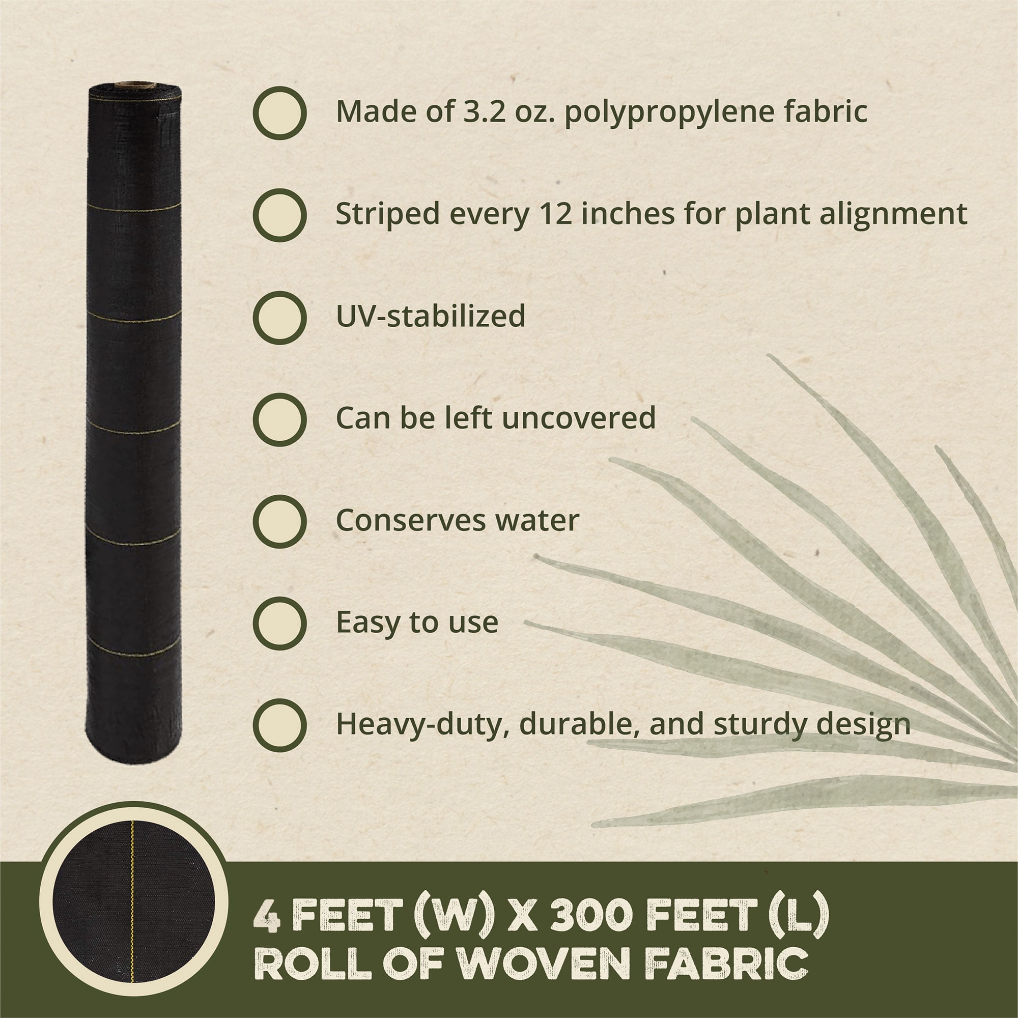 DeWitt 24-Pack Sunbelt Weed Barrier Fabric 3.2 oz, Heavy-Duty Ground Cover, 4 x 300 Feet