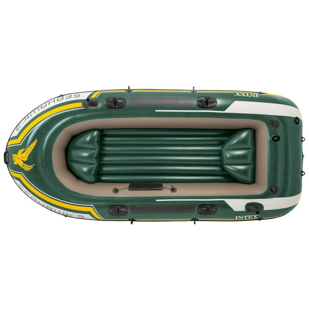 Intex Seahawk 3, 3-Person Inflatable Boat Set with Aluminum Oars and High Output Air Pump