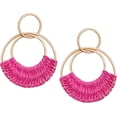 thumbnail image 1 of Raffia Hoop Earrings for Women Girls Fun Boho Summer Beach Earrings Lightweight Handmade Straw Wicker Rattan Dangle Earrings Statement Geometric Round Drop Earrings, 1 of 5