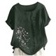 thumbnail image 2 of Xuyuer Women's Spring And Summer Block Print Round Neck Button Short Sleeve Casual T-Shirt, 2 of 5