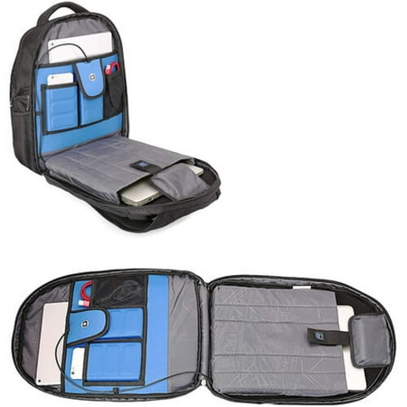 Swissdigital Design - Terabyte TSA-friendly Backpack with USB Charging port/RFID protection and fits up to 15.6" laptop - Black