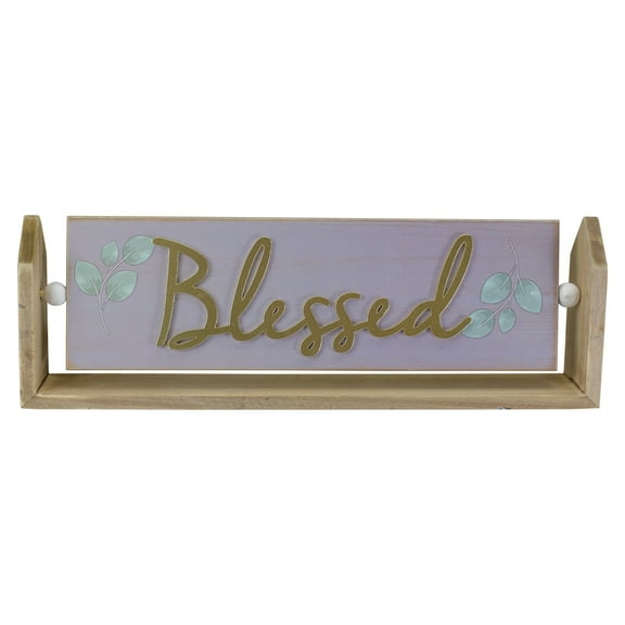Northlight Hinged Plaque with "Blessed" Embossed Lettering Decoration - 13.25"