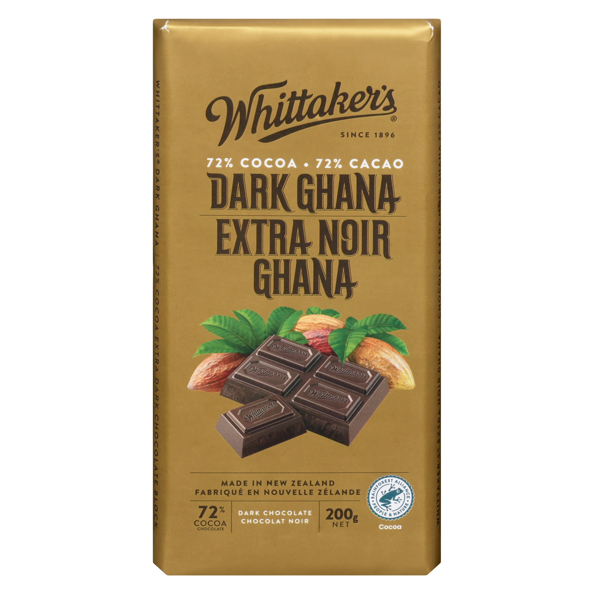 Bloc Chocolat  Dark Ghana de Whittaker, 200 grammes