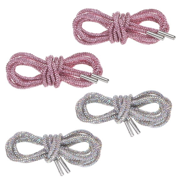Uxcell 2-Pair Rhinestone Shoelaces 63" Crystal Cords for Sneakers Multicolor, pink
