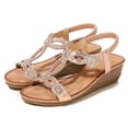 thumbnail image 1 of Sandalias de vestir bohemias cómodos zapatos de verano con diamantes de imitación para mujeres y niñas, 1 of 7