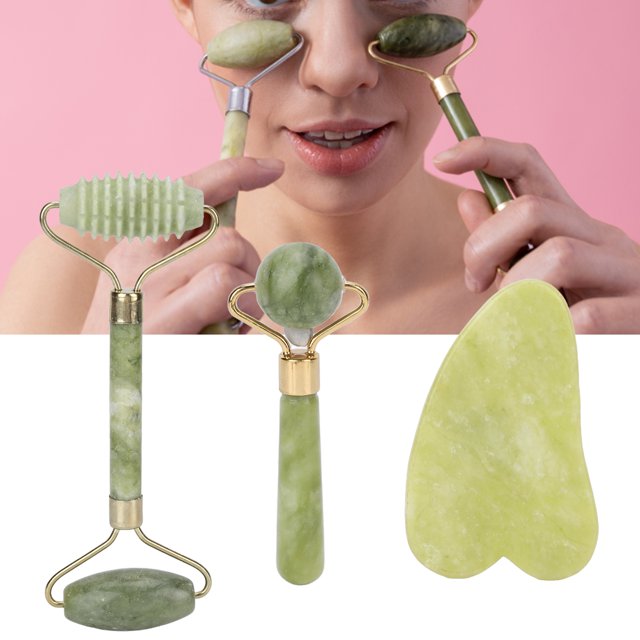 Herramienta Gua Sha, Firme Massorista de Rodillos de Cara Portátil 3pcs para el Cuidado de la Piel para el Salón de Belleza