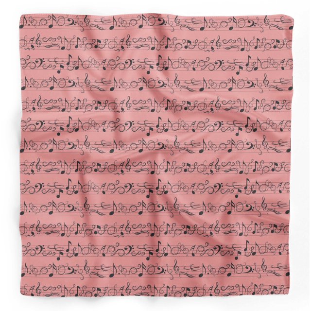 Bimba Orange Notes Musical Instrument Printed Pure Silk Scarf For Hair Neck Head Bandanas For Women 40 x 40 Inches