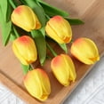 thumbnail image 1 of Pu Mini Tulip Artificial Flower Fake Flower Home Wedding Feel Artificial Flower Plastic Flower, Sunset Red, 1 of 5