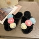 thumbnail image 4 of Pantuflas de casa para mujer, cómodas, interiores, de felpa, con puntera perforada, pantuflas planas Wmkox8yii  hj789, 4 of 7