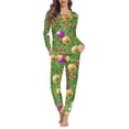 thumbnail image 1 of Pijamas con patrón navideño para mujer, conjunto de dos piezas, ropa de dormir de manga larga con cuello redondo, traje cálido para el hogar, Otoño e Invierno, 1 of 4