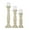 Beige Distressed Turned Pillar Solid Round S/3 18", 15", 12"H, variant on DecMode 3 Candle Beige Mango Wood Distressed Turned Pillar Candle Holder, Set of 3