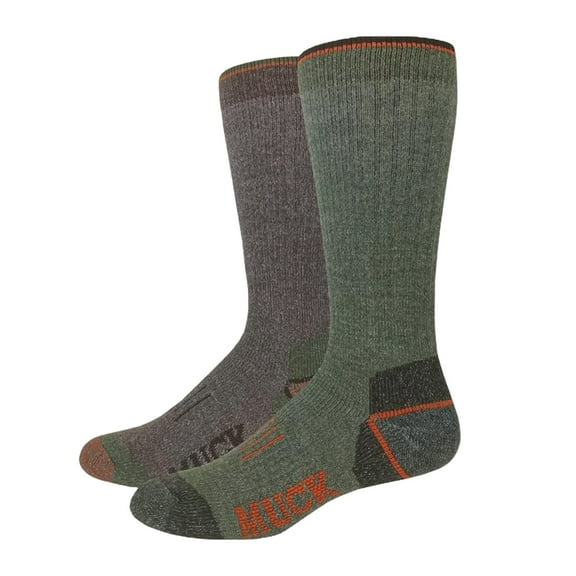 Muck Boot Men's Green  Brown Mid Calf Boot Socks 2/72940-3504 - 2 Pack