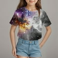 thumbnail image 2 of ZTKWD Shirts for Boys Girls Kids Tops Short Sleeve Starry Sky Galaxy Print for Teen and Kids 6-16 Years, 2 of 4