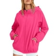 thumbnail image 2 of Inglocry Women's Rain Jacket Soft Lightweight Full Zip Sweatshirts Coat Casual Winter Warm Sweaters with Pockets Outdoor Coat Hot Pink 2XL, 2 of 5