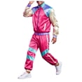 thumbnail image 3 of yboeqw Retro Unisex 2 Piece Party Tracksuit Full Zip Stand Collar Color Block Jacket Elastic Cuff Jogger Pants for 80s Themed Event Cosplay, 3 of 9