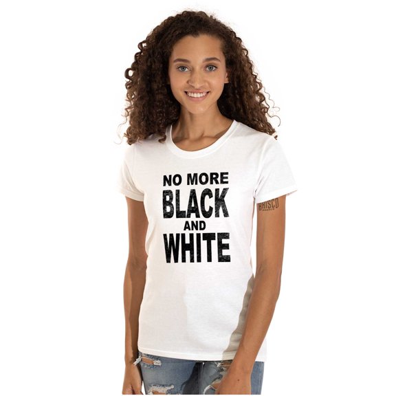 End Racism Black and White Equality Womens Fitted Plus Size Graphic Tee Brisco Brands 2X