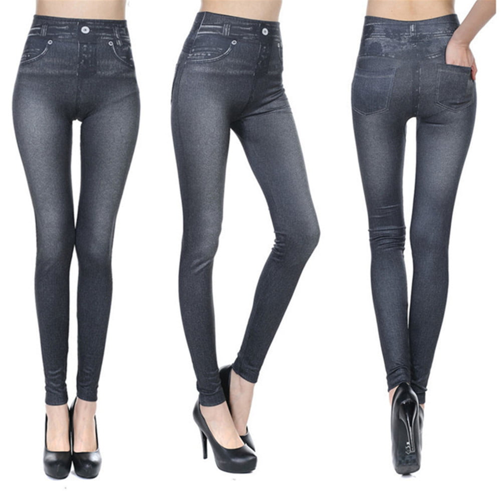 Push Up Seamless Sexy High Waist Warm Jeans Leggings Women Slimming