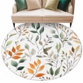 thumbnail image 2 of Green Orange Eucalyptus Large Round Rug 8 FT, Non Slip Living Room Area Carpet, Summer Watercolor Botanical Leaf Washable Soft Circle Rug Non-Shedding Floor Carpet for Bedroom Office Dining Room, 2 of 9