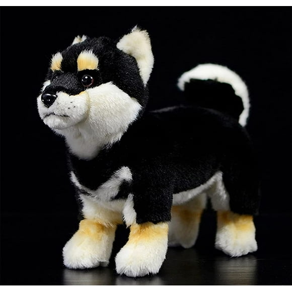 Realistic Black Shiba Inu Dog Plush Toy - Simulation Black 11" Standing Shiba Inu Pet Dog Stuffed Animal Puppy Toy, Gift Toys for Kids Birthday, Home Decor