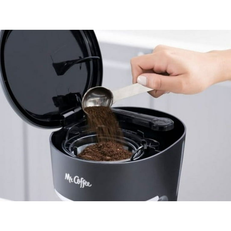 Mr Coffee 5 Cup Coffee Maker (25 oz) Programmable Mini Brew, Auto On/Off ,  Black Chrome