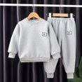 thumbnail image 2 of HFHAPW Baby Boy Clothes Solid Color Sweatshirt Pullover Tops Jogger Pants 2PCS Set Toddler Boy Winter Fall Outfits 0 6 12 18 Months 2T 3T 4T 5T 6T 7T 8T 9T(Grey,1-2 Y), 2 of 4