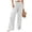 White, variant on Womens Baggy Wide Leg Palazzo Pants Summer Casual Boho Smocked High Waist Lounge Trousers Beach Travel Vacation Pants L