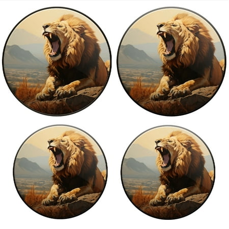 

BaHomeck Electric Stove Burner Covers Set of 4 Round Metal Gas Stove Burner Covers 8 Inch and 10 Inch Kitchen Decor Majestic Lion Roaring On The Edge Of African Savannah