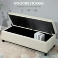 thumbnail image 4 of HOMCOM Linen Fabric Wood Feet Entry Bench, Contemporary Home Decor Beige, 4 of 10