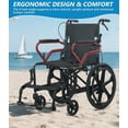 thumbnail image 4 of YEBEI Transport Wheelchair for Adults Fold Manual Self-Propelled Wheelchair for Seniors with Double Hand Brakes Support 250lbs Weighs Black Red, 4 of 9
