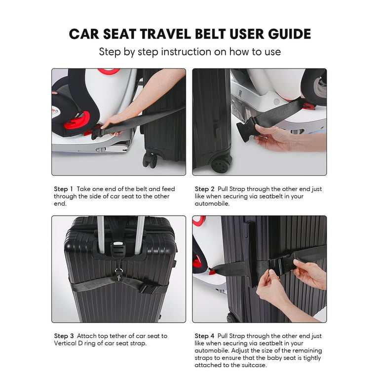 Car Seat Travel Belt Adjustable car seat Travel Strap for Transport Kid Car Seat to Convert Car Seat Luggage Carts Into Airport Car Seat Stroller Easy Carry Universal Size Black Walmart