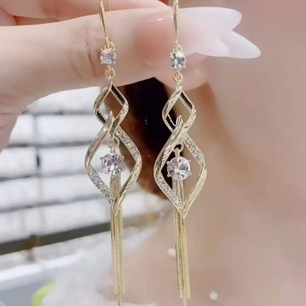 14k Aretes De Oro Para Mujer Largos Aguja De Oro Nueva