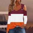 thumbnail image 2 of WREESH Womens Fashion T-Shirts Off The Shoulder Top Print Pullover Regular Fit Cold Shoulder Tops Long Sleeve Tops Casual Drop Shoulder Pullover Top Top/Shirt Wine, 2 of 5