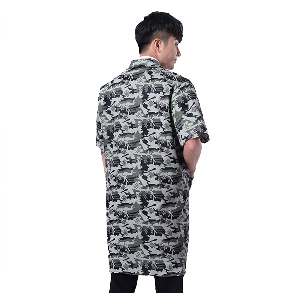 Farfi Men Camouflage Anti Dust Short Sleeve Buttons Warehouse Lab Coat Work Clothing Walmart