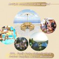 thumbnail image 4 of Noble House Wren 70" 8-Person Round Picnic Table Set, Outdoor Wooden Table with Benches and Umbrella Hole, Natural, 4 of 12
