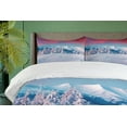 thumbnail image 4 of Ambesonne Landscape Duvet Cover Sets, Sunset Snowy Winter, 2-King, Dark Coral Sky Blue, 4 of 7