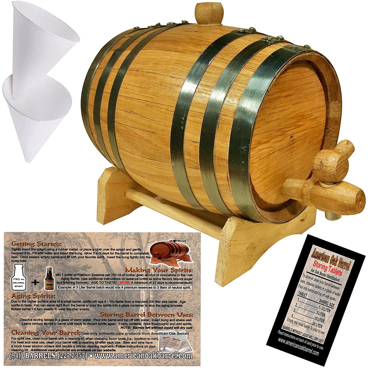 Oak Aging Barrel From American Oak Barrel Age Your Own Spirits (5 Liter, Natural Oak With