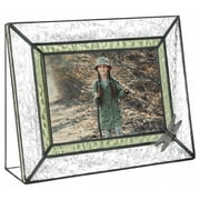 J Devlin 107-46H Dragonfly ture Frame 4x6 Horizontal Photo Frame Sage Green Stained Glass