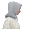 thumbnail image 2 of Winter Balaclavas Women's 2 in 1 Fluffy Lining Beanie with Scarf Versatile Solid Color Drawstring Balaclava Hat, 2 of 4