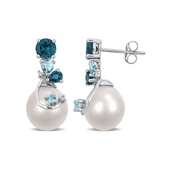 Everly Women's Cultured Pearl and Topaz Sterling Silver Earrings