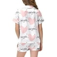 thumbnail image 5 of Valentines Day Pajamas Toddler Button Down Pjs Set Short Sleeve & Short Pants Outfit Heart Print Loose Home Outfit Set Sleepwear Nightwear Loungewear Clothes Set Gifts for Kids 6-7 Years, 5 of 5
