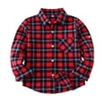 thumbnail image 4 of XIMIN Boys Flannel Shirt Toddler Kids Buffalo Plaid Long Sleeve Button Down Shirt Casual Fall Winter Tops, 4 of 9