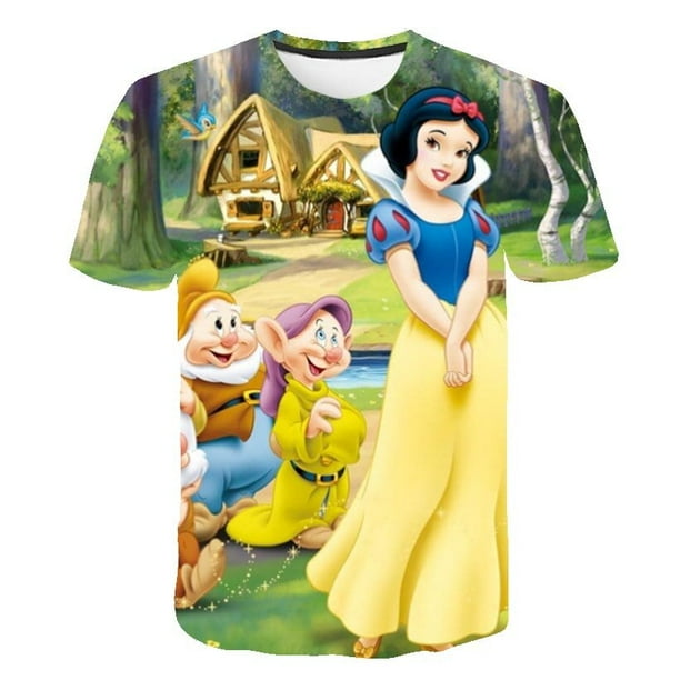 Año 2023, película de Disney, ropa de Anime de dibujos animados para niño y niña, Blancanieves y el estampado 3D, camisetas informales de moda de verano para niños, 10T Gao Jinjia LED