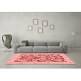 thumbnail image 3 of Ahgly Company Machine Washable Indoor Square Abstract Red Modern Area Rugs, 3' Square, 3 of 4