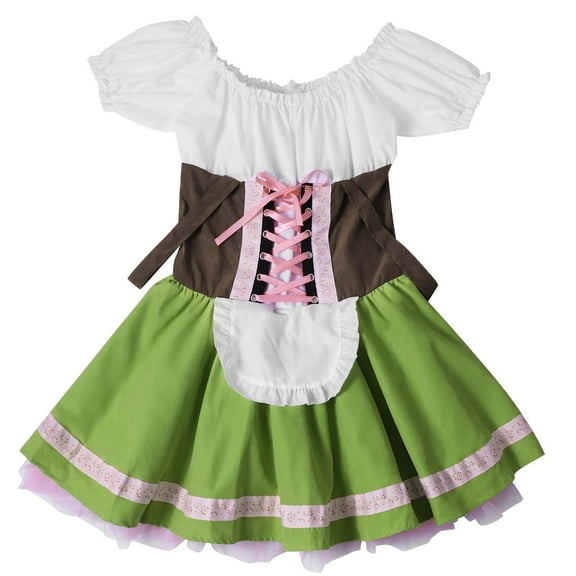 Otqutp German Dirndl Dress for Girls Bavarian Oktoberfest Party Clothes Vintage Traditional German Outfits for Princess
