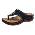thumbnail image 2 of Summer Slippers for Women,Wide Sandals for Women,Womens Wedge Sandals,Women's Sandals,Walking Sandals Women,Women's Solid Color Set Flat Bottom Casual Beach Shoes Sandals Women's Shoes,Black,7, 2 of 6