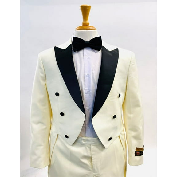 1920s Mens Fashion Tailcoat Tuxedo Morning Suit Tux Color Wool Fabric By Alberto Nardoni Ivory ~ Cream ~ Off White Tuxedo & Ivory Suit