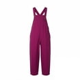 thumbnail image 3 of Feancey Baggy Overalls for Women Adjustable Straps Harem Bib Jumpsuits Solid Color Loose Fit Summer Rompers with Pockets Hot Pink L, 3 of 6