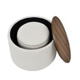 thumbnail image 3 of Round Chenille Storage Ottoman Set of 2, Round Ottoman with A Drum Shaped Small Stool, MDF Made Desktop Panel, Modern Ottoman Coffee Table for Living Room, Bedroom, Dining Room, Beige, 3 of 9
