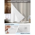 thumbnail image 3 of No Hook Cloth Fabric Shower Curtain with Snap in Liner, Beige Striped Waterproof Shower Curtains Set with See Through Top Window, Grey Geometric Minimalist Modern Artwork Bath Curtains Shower 48"x72", 3 of 6