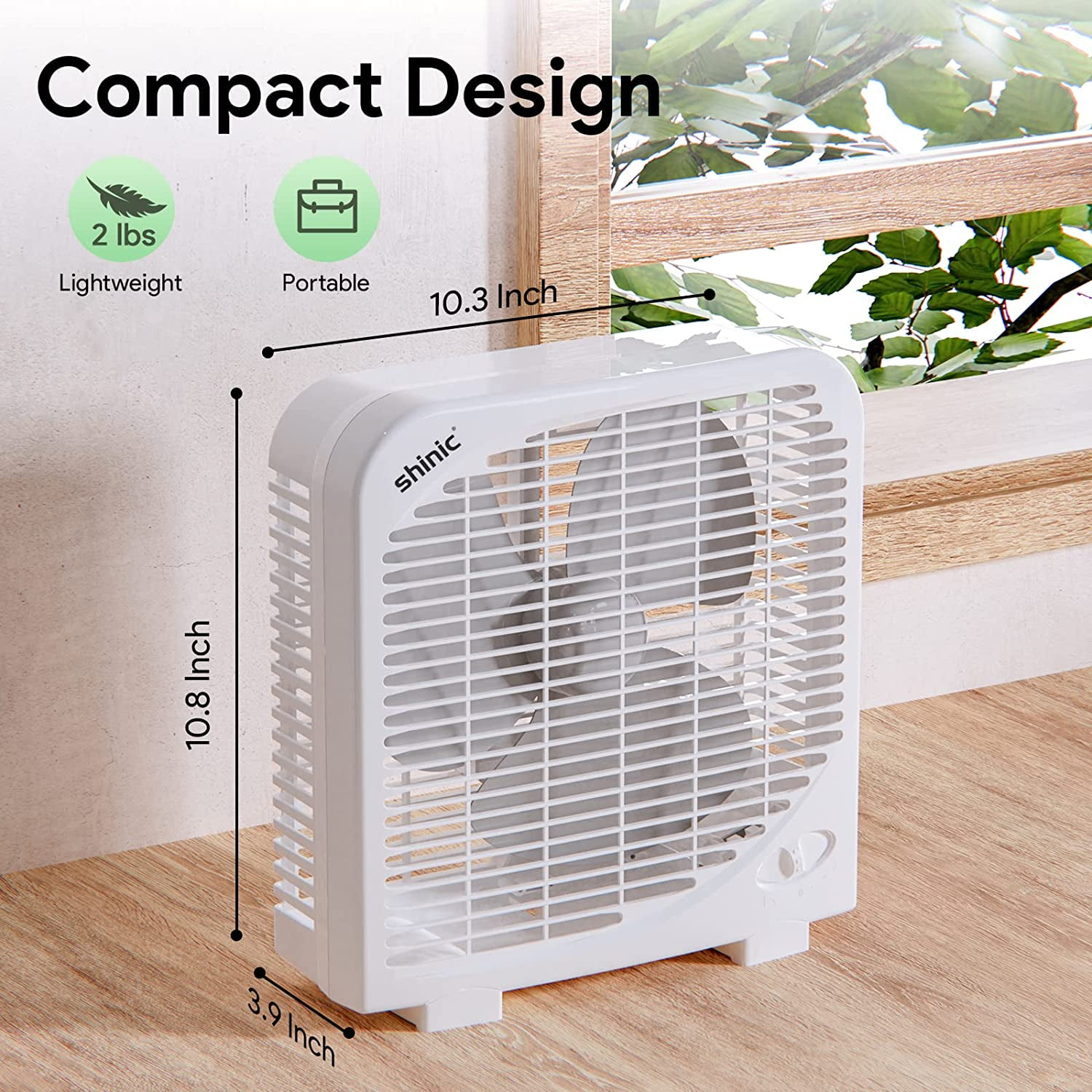 10" Tabletop Box Fan for Bedroom, 2 Speeds, Quiet Table with Strong Airflow, Energy Efficient Small Fan, Portable Kitchen Exhaust Bedroom Bathroom Office Dorm Workshop, White
